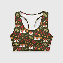 Топик спортивный женский Осенние лисички, цвет: 3D-принт