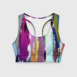 Топик спортивный женский Цветные полосы, цвет: 3D-принт