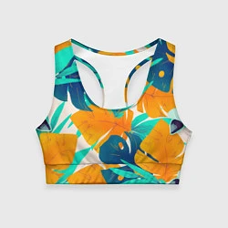 Топик спортивный женский Лазурные тропики, цвет: 3D-принт