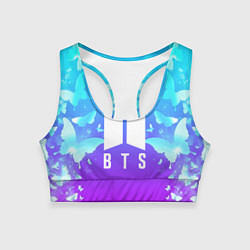 Топик спортивный женский BTS: Violet Butterflies, цвет: 3D-принт