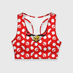 Топик спортивный женский Brawl Stars: Red & White, цвет: 3D-принт