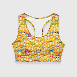 Топик спортивный женский Смайлики Emoji, цвет: 3D-принт