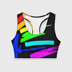 Топик спортивный женский НЕОНОВЫЕ КРАСКИ, цвет: 3D-принт