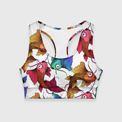 Топик спортивный женский Рыбки кои, цвет: 3D-принт