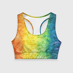 Топик спортивный женский Разноцветный акварель градиент, цвет: 3D-принт