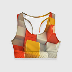 Топик спортивный женский КУБЫ 3D, цвет: 3D-принт