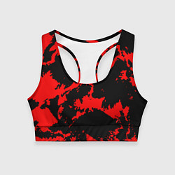 Топик спортивный женский Красный на черном, цвет: 3D-принт