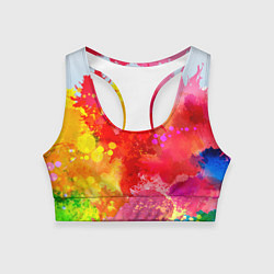 Топик спортивный женский Брызги краски, цвет: 3D-принт