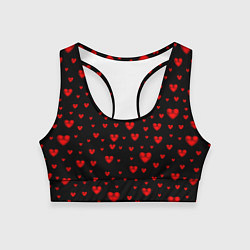 Топик спортивный женский Красные сердца, цвет: 3D-принт