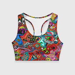 Топик спортивный женский Яркая абстракция bright abstraction, цвет: 3D-принт