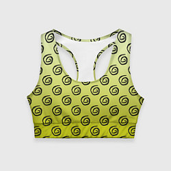 Топик спортивный женский Узор спиральки на желтом фоне, цвет: 3D-принт