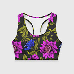 Топик спортивный женский Цветочный Паттерн, цвет: 3D-принт