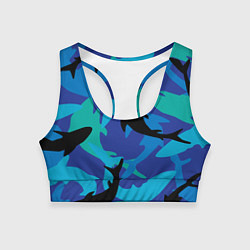 Топик спортивный женский Акулы паттерн, цвет: 3D-принт