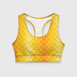 Топик спортивный женский Желтая чешуя, цвет: 3D-принт