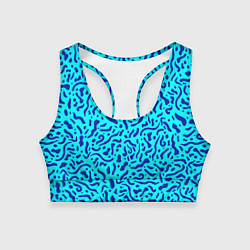 Топик спортивный женский Неоновые синие узоры, цвет: 3D-принт