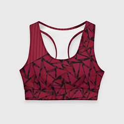 Топик спортивный женский Красный комбинированный узор, цвет: 3D-принт