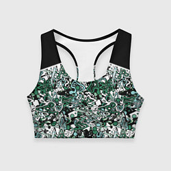 Топик спортивный женский Черно-зеленые каракули, цвет: 3D-принт
