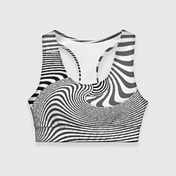 Топик спортивный женский Черно белый мозаичный узор, цвет: 3D-принт