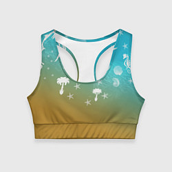 Топик спортивный женский Морское ассорти, цвет: 3D-принт