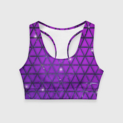 Топик спортивный женский Фиолетовые треугольники, цвет: 3D-принт