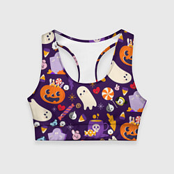 Женский спортивный топ HALLOWEEN BTS BT21 PATTERN БТ21 БТС ХЕЛЛОУИН