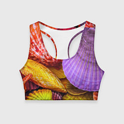 Женский спортивный топ Разноцветные ракушки multicolored seashells