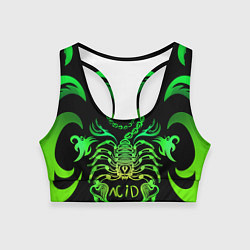 Топик спортивный женский Acid scorpion, цвет: 3D-принт