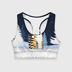 Топик спортивный женский Удивленный тигр 2022, цвет: 3D-принт