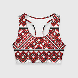 Топик спортивный женский Русский узор, геометрическая вышивка, цвет: 3D-принт