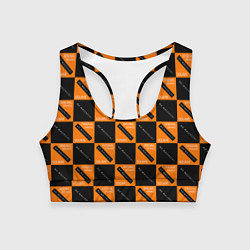 Женский спортивный топ Black Orange Squares