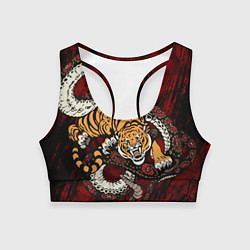Топик спортивный женский Тигр со Змеёй 2022, цвет: 3D-принт