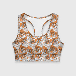 Топик спортивный женский Тигры рисованный стиль, цвет: 3D-принт