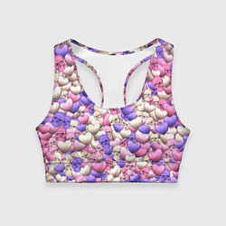 Топик спортивный женский Сердечки-черепушки, цвет: 3D-принт