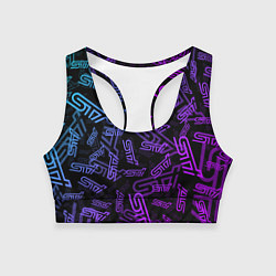 Топик спортивный женский STI NEON PATTERN, цвет: 3D-принт