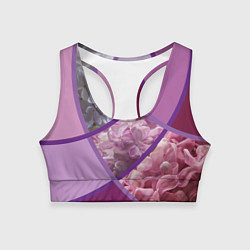 Топик спортивный женский Весна Полосатый принт Сирень, цвет: 3D-принт