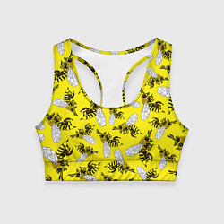 Топик спортивный женский Пчелы на желтом, цвет: 3D-принт