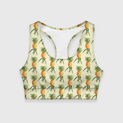 Топик спортивный женский Побеги ананасов, цвет: 3D-принт