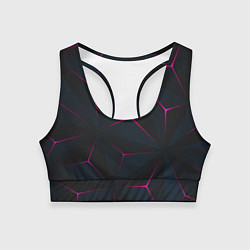 Топик спортивный женский Неоновые углы На черном Фоне, цвет: 3D-принт