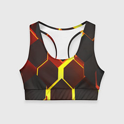 Топик спортивный женский Лавовые Соты 3D, цвет: 3D-принт