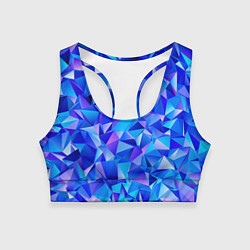 Топик спортивный женский СИНЕ-ГОЛУБЫЕ полигональные кристаллы, цвет: 3D-принт