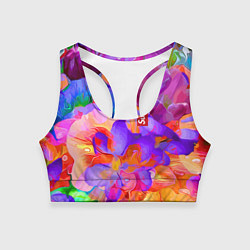 Топик спортивный женский Красочный цветочный паттерн Лето Colorful Floral P, цвет: 3D-принт