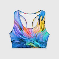 Топик спортивный женский Красочный абстрактный паттерн Лето Colorful Abstra, цвет: 3D-принт
