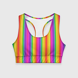 Топик спортивный женский ЦВЕТНЫЕ РАДУЖНЫЕ ЛИНИИ, цвет: 3D-принт