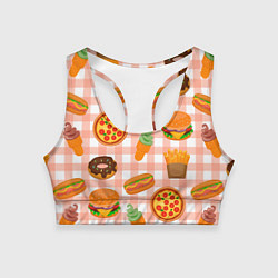 Женский спортивный топ PIZZA DONUT BURGER FRIES ICE CREAM pattern