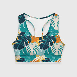 Топик спортивный женский Летние зелёные тропики Пальма Tropical, цвет: 3D-принт