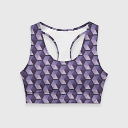 Топик спортивный женский Фиолетовые шестиугольники, цвет: 3D-принт