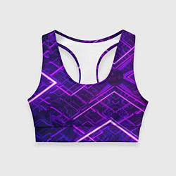 Топик спортивный женский Неоновые ромбы в абстракции - Фиолетовый, цвет: 3D-принт