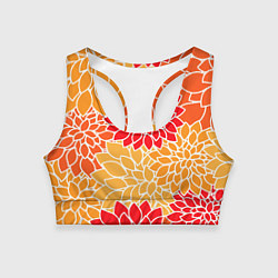 Топик спортивный женский Летний цветочный паттерн, цвет: 3D-принт