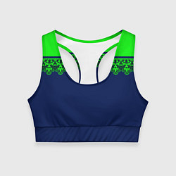 Топик спортивный женский Green Lace Зеленое кружево на темном синем фоне, цвет: 3D-принт