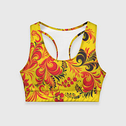 Топик спортивный женский Хохломская Роспись Цветы, цвет: 3D-принт